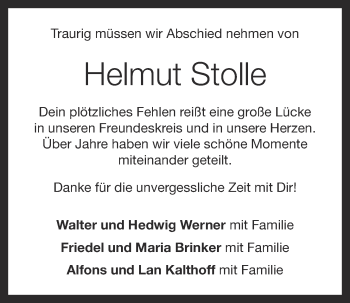 Anzeige von Helmut Stolle von OM-Medien