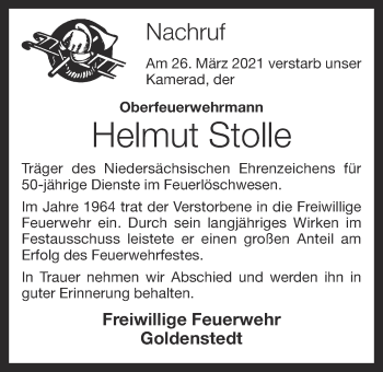 Anzeige von Helmut Stolle von OM-Medien