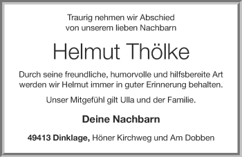 Anzeige von Helmut Thölke von OM-Medien