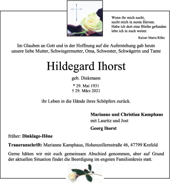 Anzeige von Hildegard Ihorst von OM-Medien