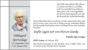 Anzeige von Hildegard Sperveslage von OM-Medien