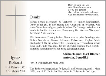 Anzeige von Ignaz Kohorst von OM-Medien