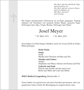 Anzeige von Josef Meyer von OM-Medien