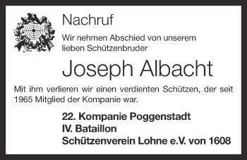Anzeige von Joseph Albacht von OM-Medien