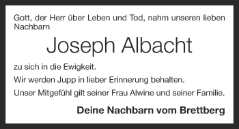 Anzeige von Joseph Albacht von OM-Medien