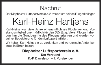 Anzeige von Karl-Heinz Hartjens von OM-Medien