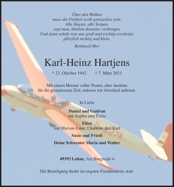 Anzeige von Karl-Heinz Hartjens von OM-Medien