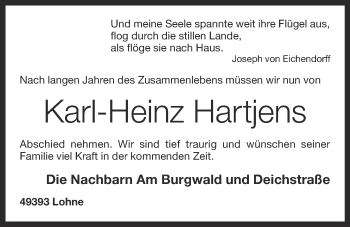 Anzeige von Karl-Heinz Hartjens von OM-Medien