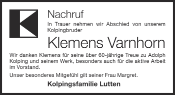 Anzeige von Klemens Varnhorn von OM-Medien