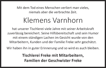 Anzeige von Klemens Varnhorn von OM-Medien