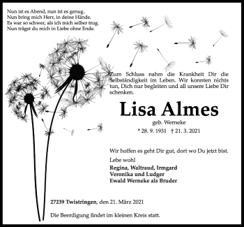 Anzeige von Lisa Almes von OM-Medien