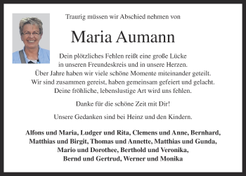 Anzeige von Maria Aumann von OM-Medien
