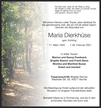 Anzeige von Maria Dierkhüse von OM-Medien