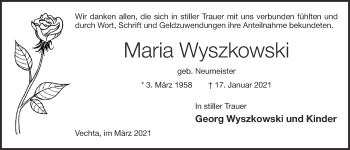 Anzeige von Maria Wyszkowski von OM-Medien