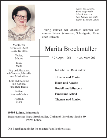 Anzeige von Marita Brockmueller von OM-Medien