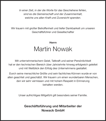 Anzeige von Martin Nowak von OM-Medien