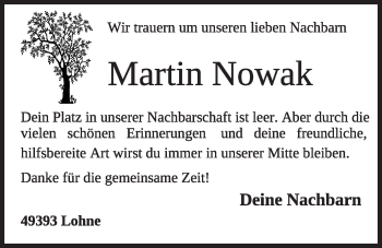 Anzeige von Martin Nowak von OM-Medien