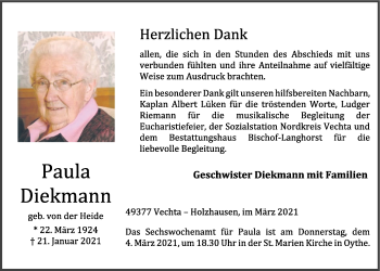 Anzeige von Paula Diekmann von OM-Medien