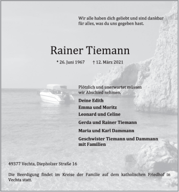 Anzeige von Rainer Tiemann von OM-Medien