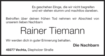 Anzeige von Rainer Tiemann von OM-Medien