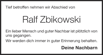 Anzeige von Ralf Zbikowski von OM-Medien