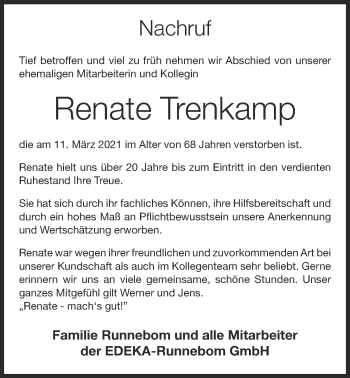 Anzeige von Renate Trenkamp von OM-Medien