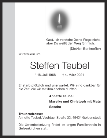 Anzeige von Steffen Teubel von OM-Medien