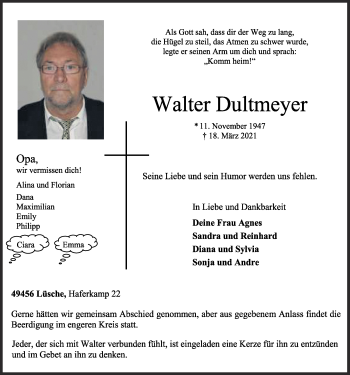 Anzeige von Walter Dultmeyer von OM-Medien