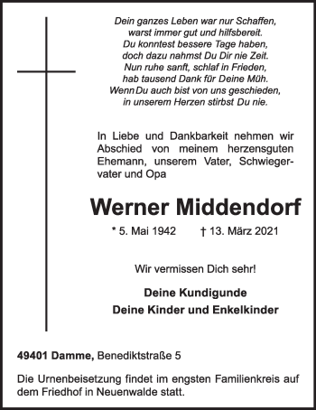 Anzeige von Werner Middendorf von OM-Medien
