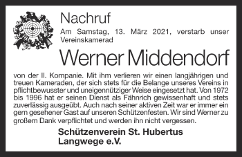 Anzeige von Werner Middendorf von OM-Medien