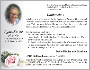 Anzeige von Agnes Sextro von OM-Medien