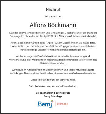 Anzeige von Alfons Böckmann von OM-Medien