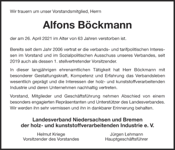 Anzeige von Alfons Böckmann von OM-Medien