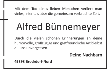 Anzeige von Alfred Bünnemeyer von OM-Medien