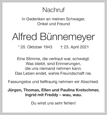 Anzeige von Alfred Bünnemeyer von OM-Medien