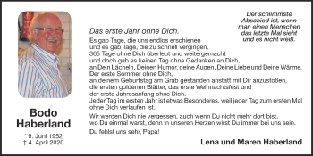 Anzeige von Bodo Haberland von OM-Medien