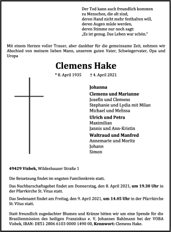 Anzeige von Clemens Hake von OM-Medien
