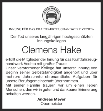 Anzeige von Clemens Hake von OM-Medien