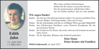 Anzeige von Edith Jahn von OM-Medien