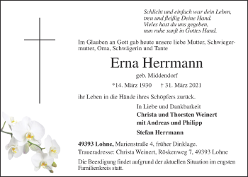 Anzeige von Erna Herrmann von OM-Medien