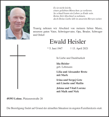 Anzeige von Ewald Heisler von OM-Medien