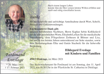 Anzeige von Ferdinand Eveslage von OM-Medien