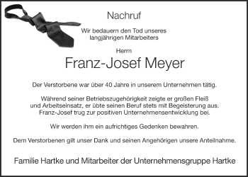 Anzeige von Franz-Josef Meyer von OM-Medien
