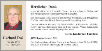 Anzeige von Gerhard Dué von OM-Medien
