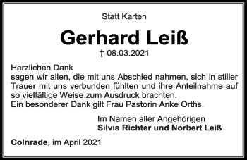 Anzeige von Gerhard Leiß von OM-Medien