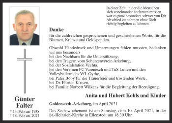 Anzeige von Günter Falter von OM-Medien