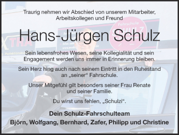 Anzeige von Hans-Jürgen Schulz von OM-Medien