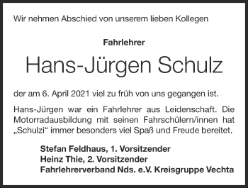 Anzeige von Hans-Jürgen Schulz von OM-Medien