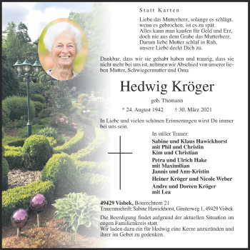 Anzeige von Hedwig Kröger von OM-Medien