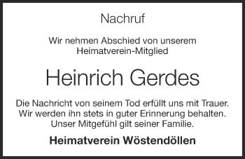 Anzeige von Heinrich Gerdes von OM-Medien